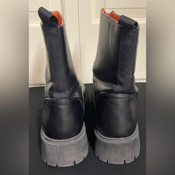 French Connection Size 10 Julie Black Zipper Combat Boots - Picture 3 of 7